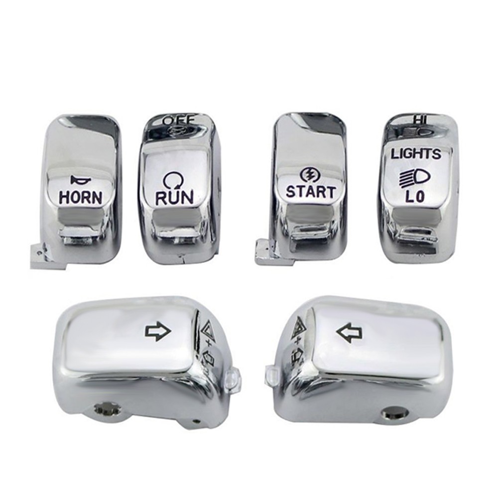 Chrome Hand Control Switch Button Caps Fit For Harley Touring Dyna Softail FXDWG