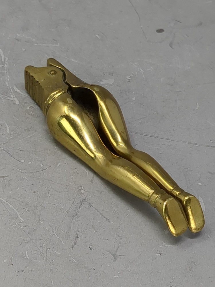 Vintage Brass Lady Legs Nutcracker Figural Novelty Kitchen Bar Tool
