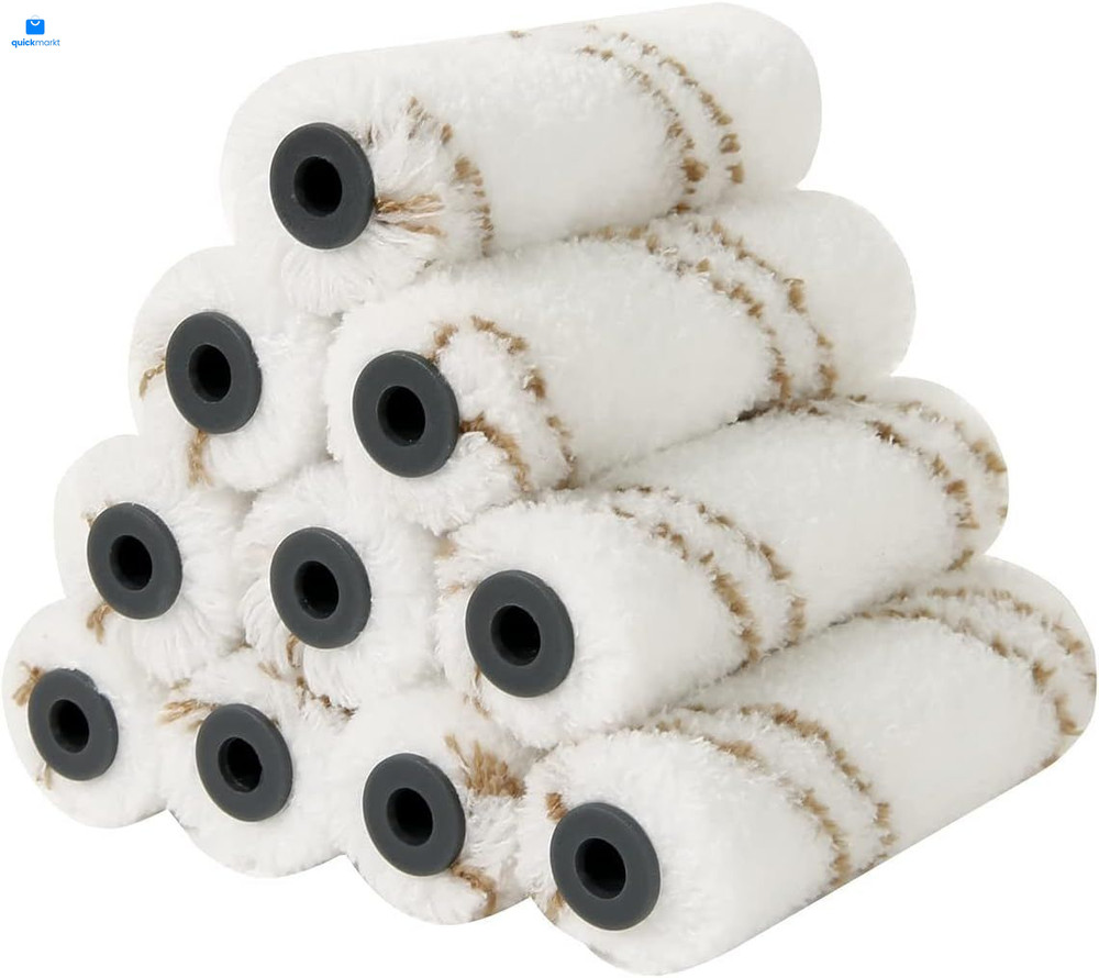 Microfiber Paint Roller 4 Inch, 10 4 Inch,10 Pack, White+Brown