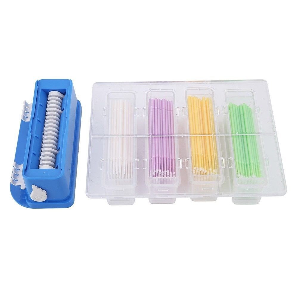 Dental Plactic Micro Brush Applicator Dispenser Container + 400 Pcs Disposable