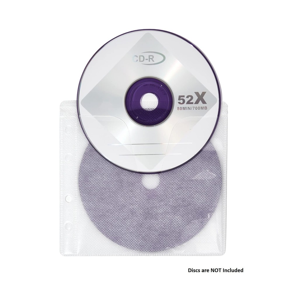 Progo White CD, DVD and Blu-Ray Disc Double-Sided Plastic Sleeves with...