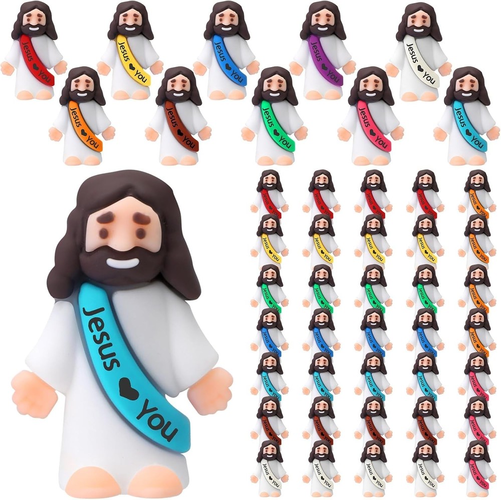 Miniature Jesus Doll Collection - 50 Vibrant Figures for Easter Egg Stuffing