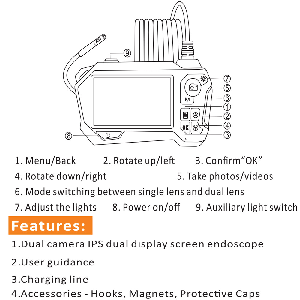 1080P Pipe Inspection Camera Endoscope Video Sewer Drain Cleaner Waterproof USB