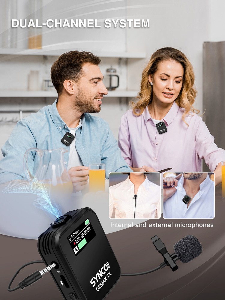 SYNCO G2(A2) MAX 2.4G Wireless Lavalier Microphone With 8G Onboard Recording