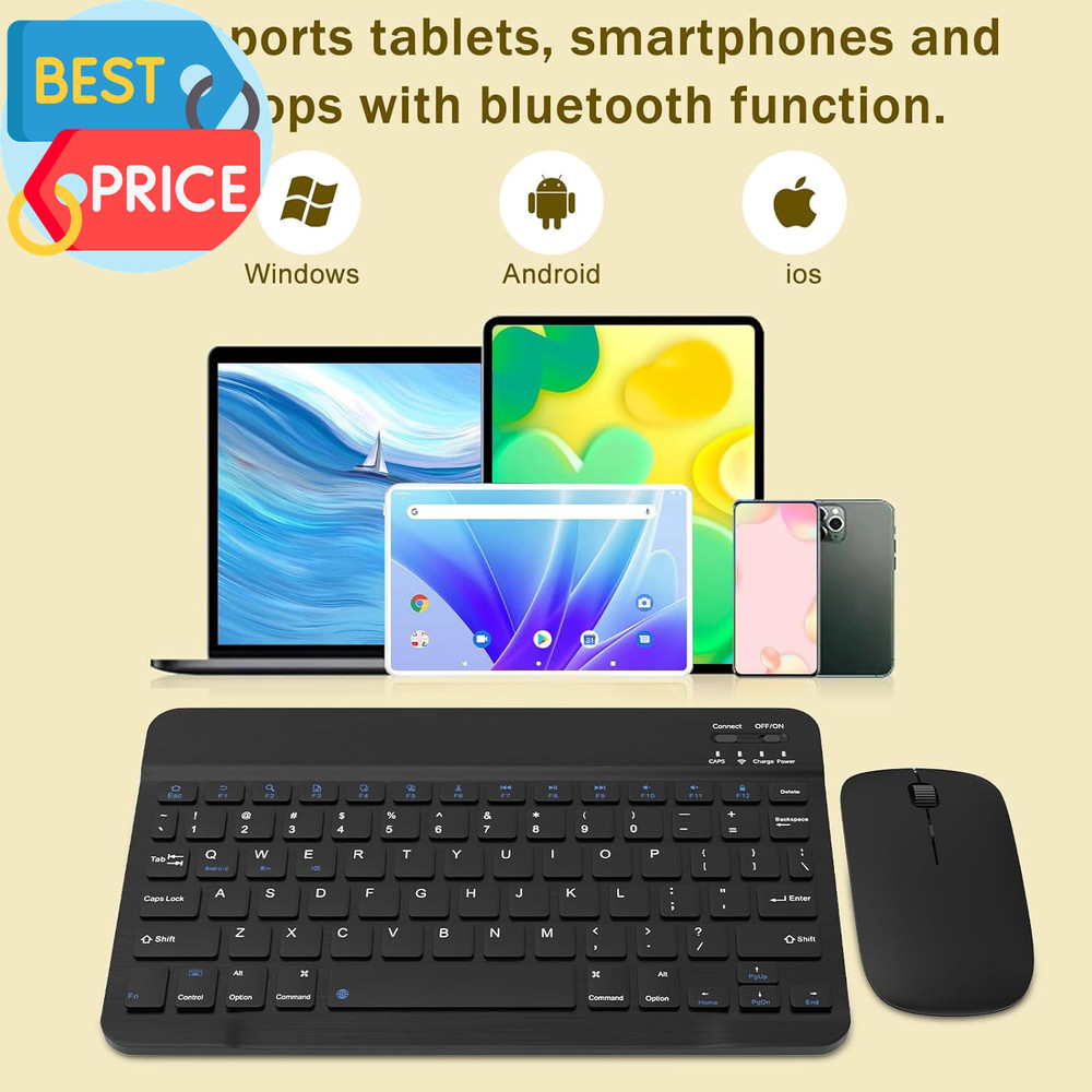 Rechargeable Bluetooth Keyboard and Mouse Combo Universal Ultra-Slim Wireless