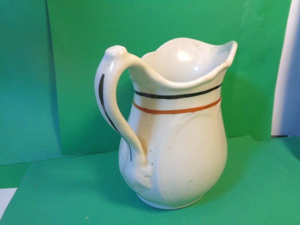 Sterling 5 3/8" Pitcher, Black & Brown Ring Pattern, E. Liverpool (Used/EUC)