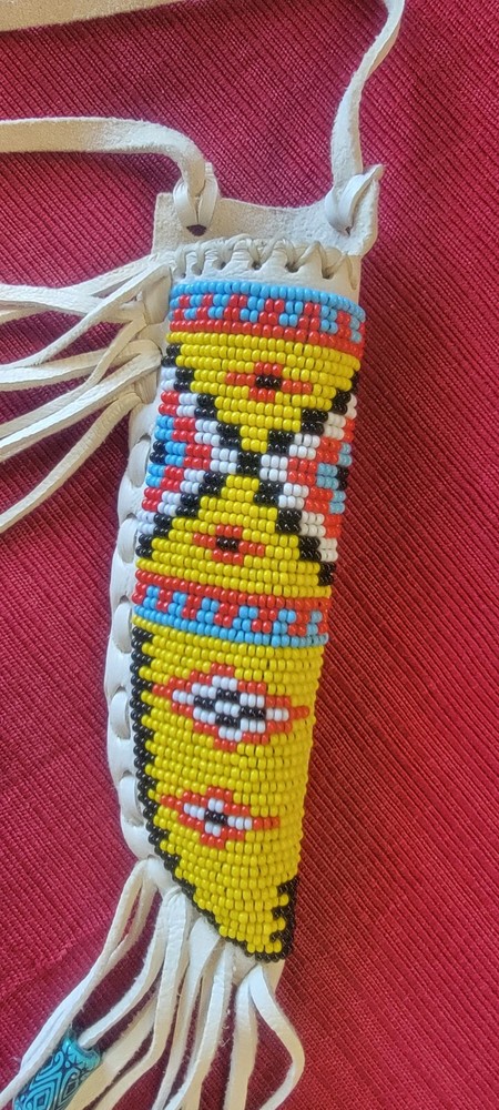 HANDMADE BEADED PATCH KNIFE SHEATH / HOLDER