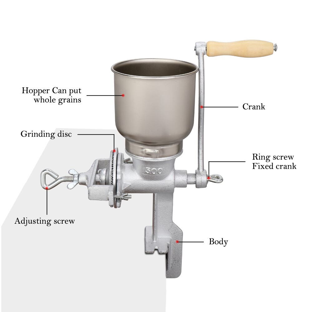 500# Home Use Hand Cranking Operation Grain Grinder Silver