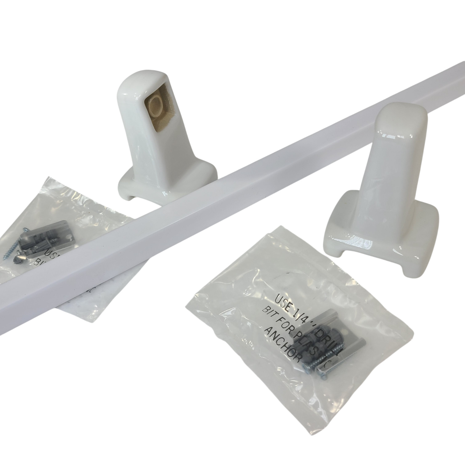 Vintage White Ceramic Towel Bar Rod Rack Post Holders Bracket Screw in Drywall