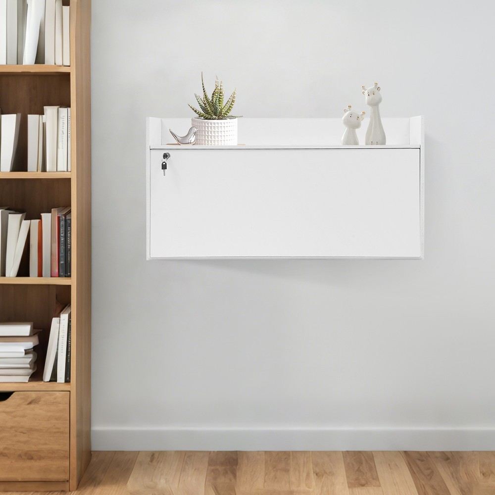 Wall Mounted Desk Cabinet Multifunctional Floating Desk Foldable Table Cabinet