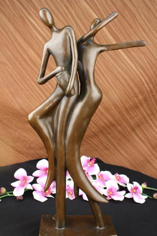 Modern Dancer Statue- Solid Cast Bronze in Abstract Pose, 19 Inches Tall Statue