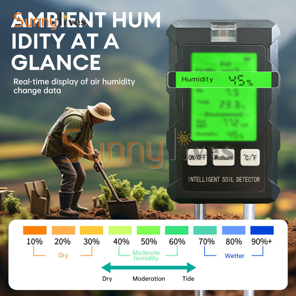 6-in-1 PH Tester Soil Water Moisture Light Test Meter Temperature Humidity Test