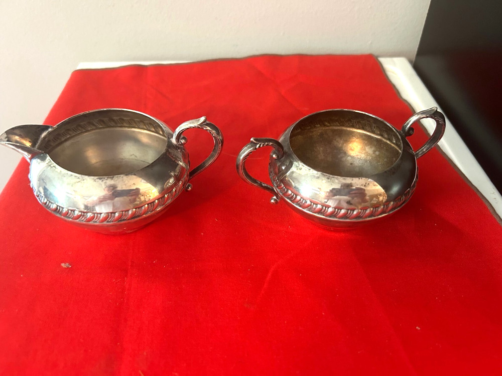 Silver Plated Copper Cream and Sugar Set CROWN MARK