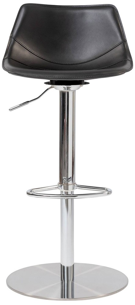 Rudy Black Leather Adjustable Swivel Stool