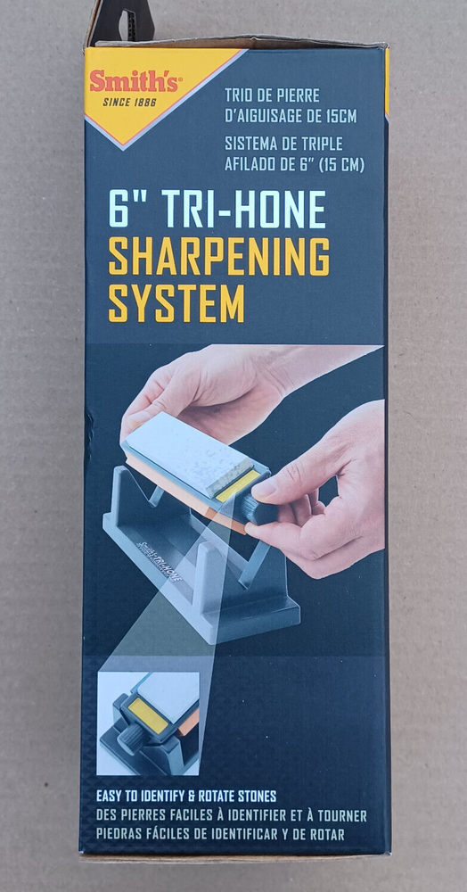 Smith's TRI6 6" Tri-Hone Sharpening System Knife Tool Sharpener 3 Stone Arkansas