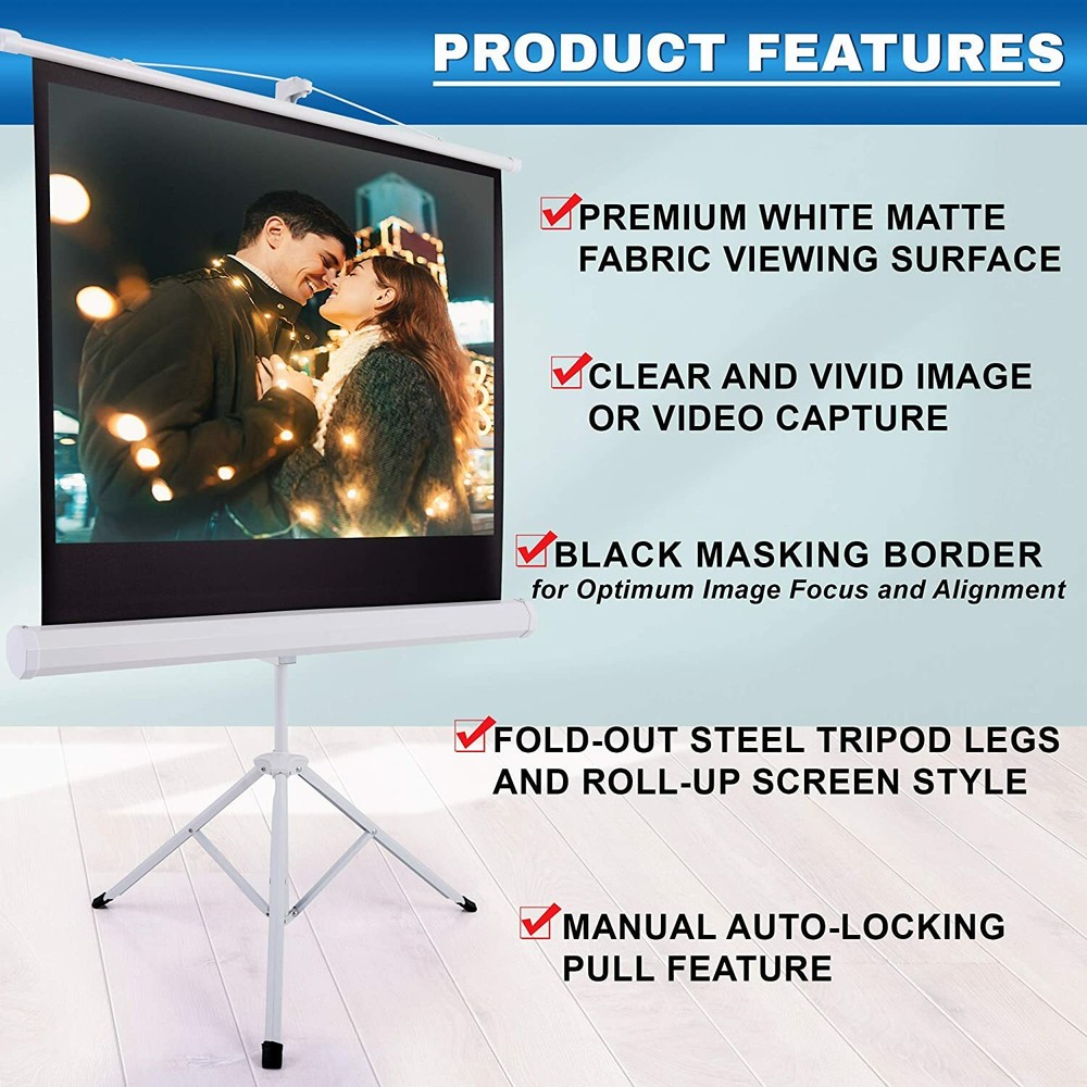 Portable Projector Screen Tripod Stand 40" Mobile Projection Screen Conference
