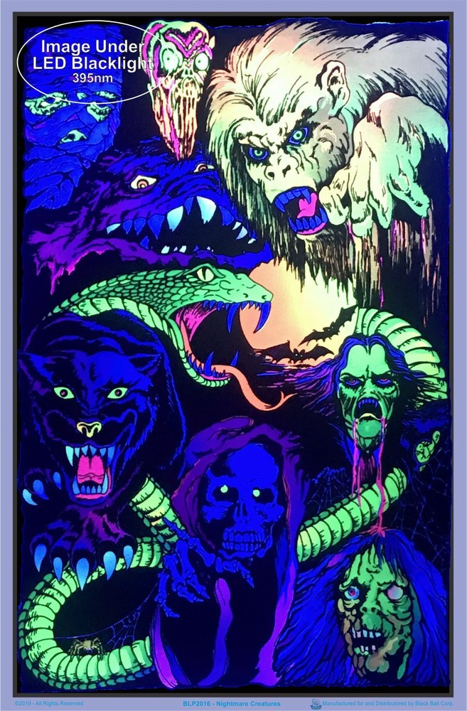 Nightmare Creatures Blacklight Poster - Flocked - 23" x 35"