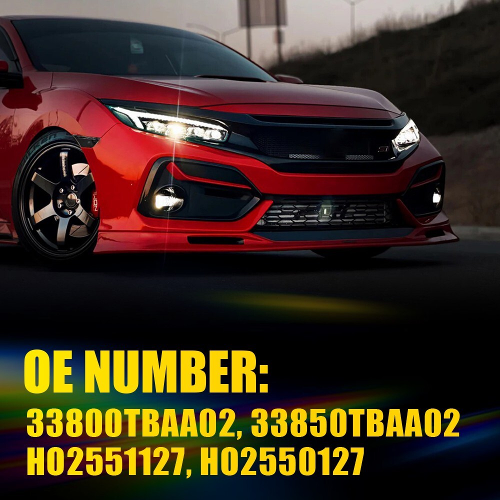 2PC For 2016-2021 Honda Civic Front LED Side Bumper Marker Smoked White LED EOA