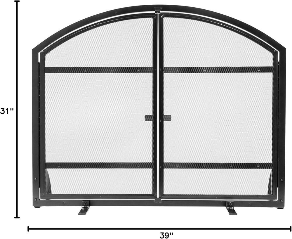 Fireplace Screen with Doors Harper Arched Design Decorative Guard Screen