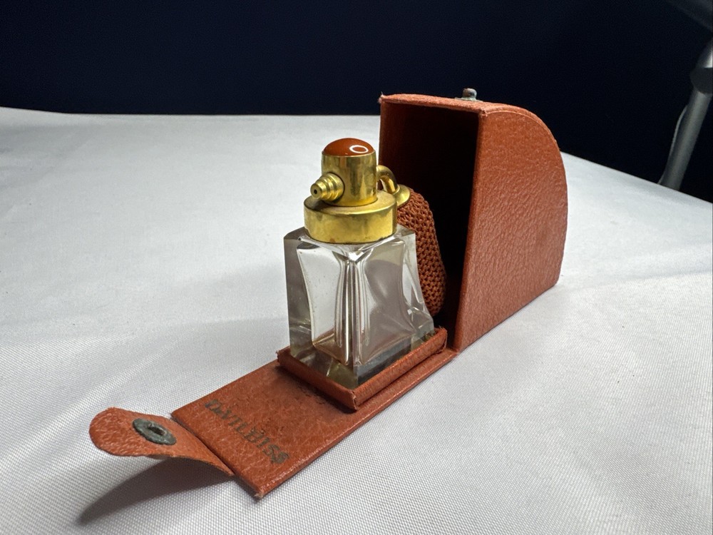 DeVilbiss Travel Perfume Bottle Atomizer Leather Case Art Deco