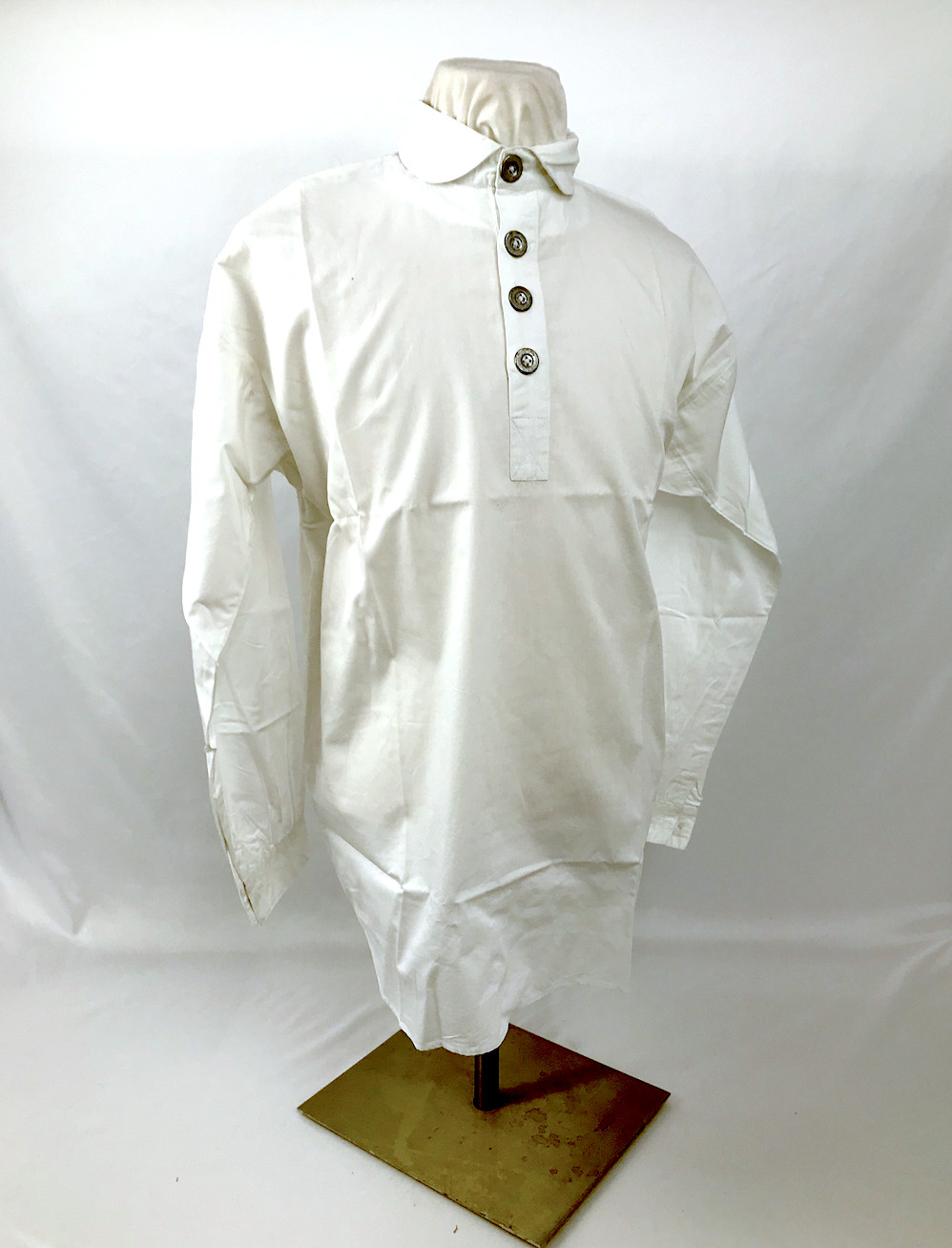 White Cotton Shirt - Four Metal Button Closure Size Large
