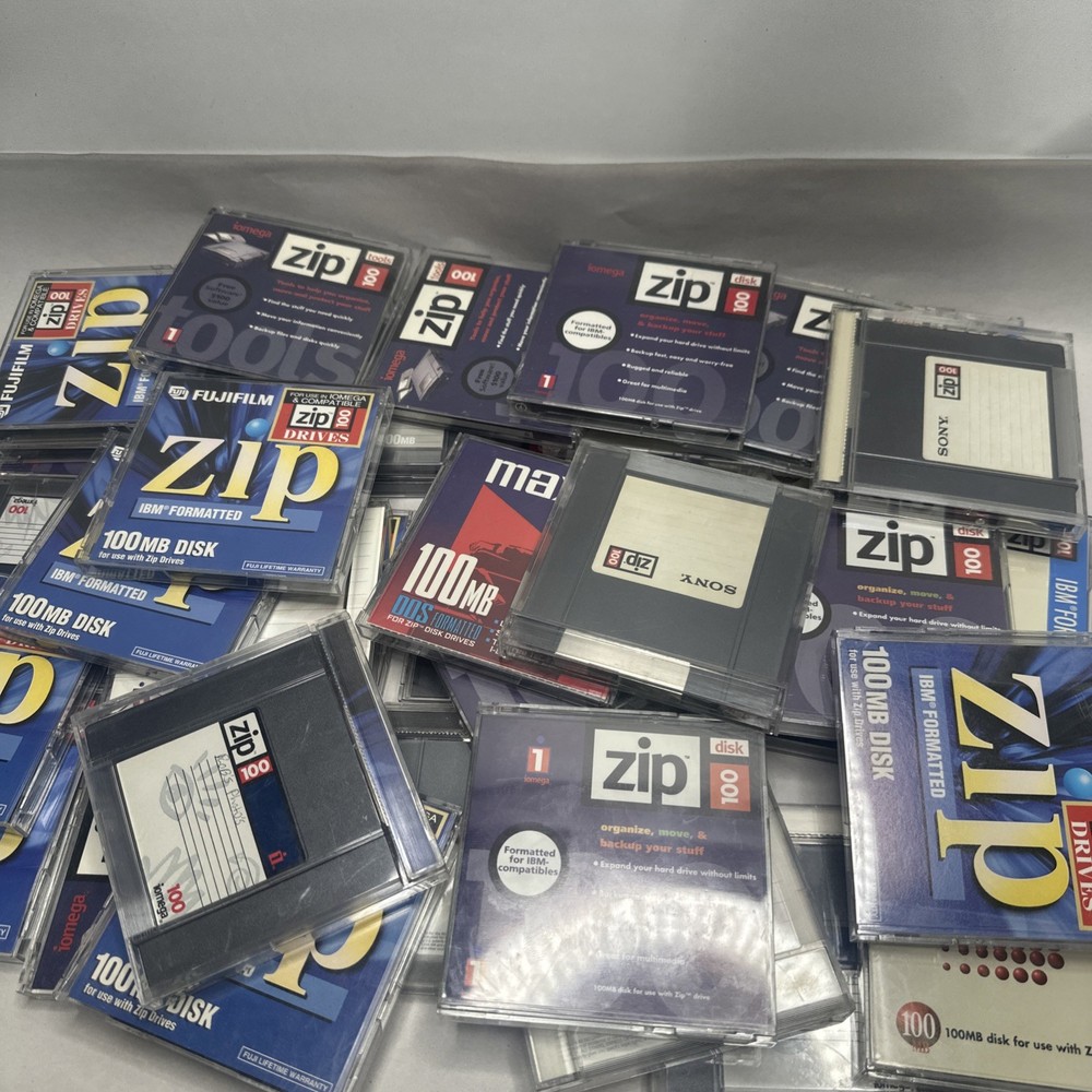 Iomega Zip 100 USB Drive Tested + 38 Disks + Parallel Drive Bundle w/ Cables