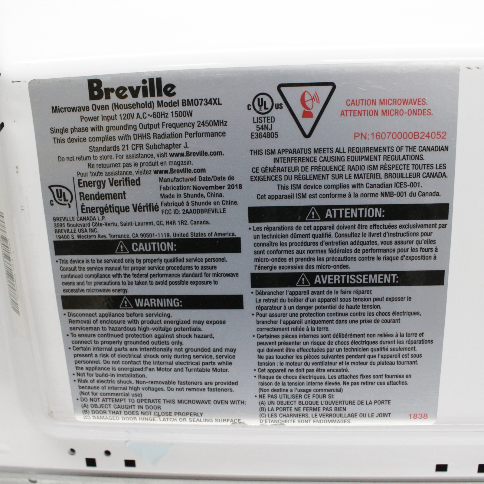 Breville BM0734XL Quick Touch Microwave Brushed Stainless Steel Silver