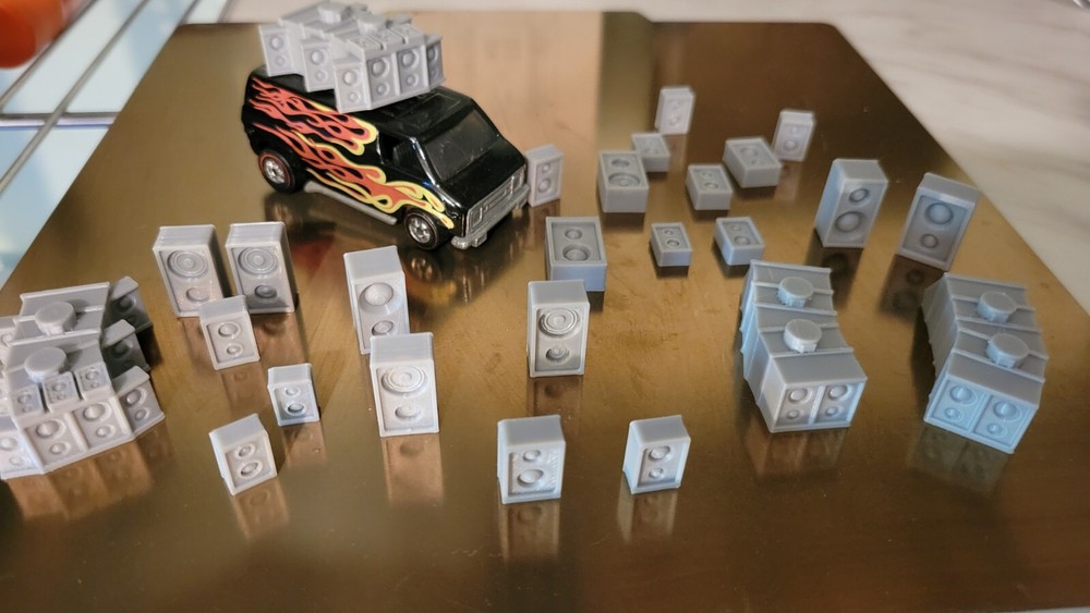 Gaslands Speakers Sample pack 25 items Silver/Gray 3d printed. 1/64 scale