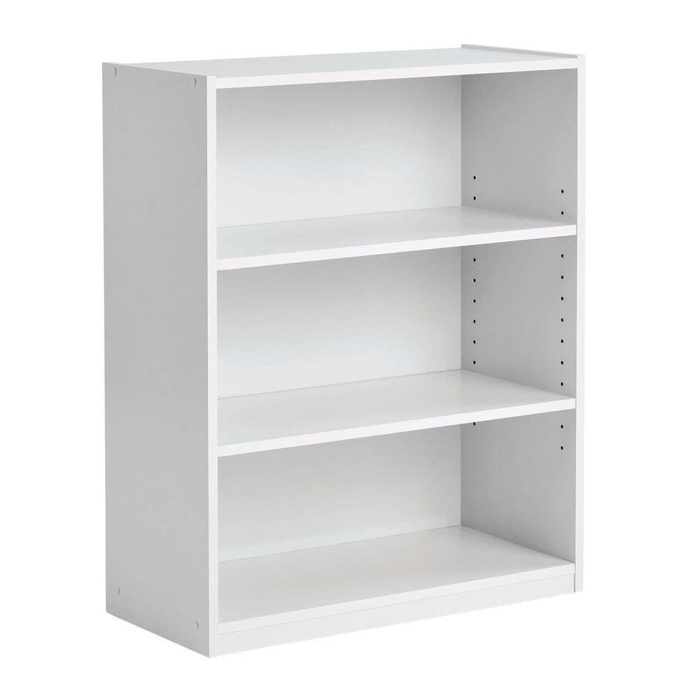 3-Shelf Bookcase with Adjustable Shelves, White