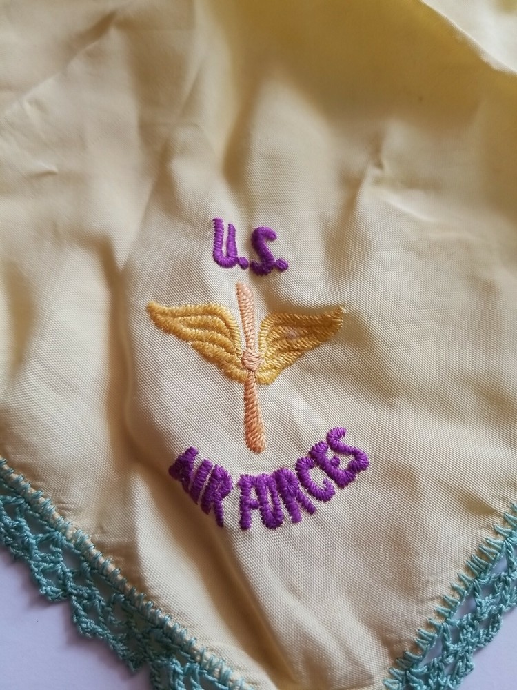 Vintage US AIR FORCES Silk Handkerchief - Yellow