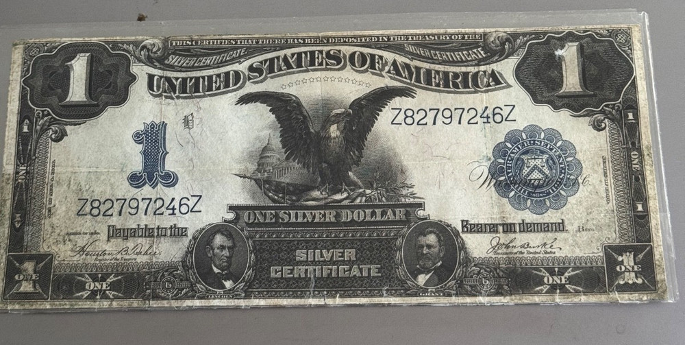 1899 $1 Silver Certificate Note One Dollar BLACK EAGLE US Paper Currency .