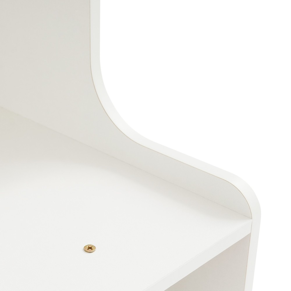 2 Drawers Nightstand, Side Table, White Storage Cabinet, Bedside Table W/ 4*Keys