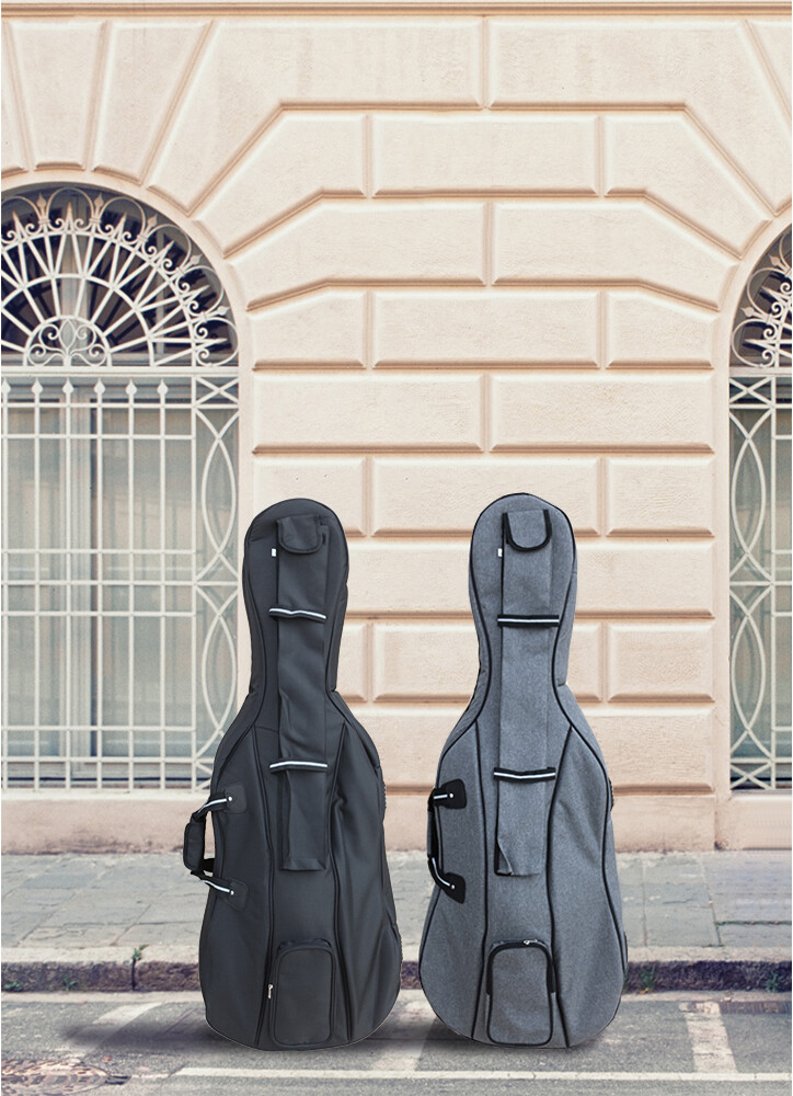 Advanced Black Cello Case 4/4 Soft Bag with Multiple Pockets Strong Bag