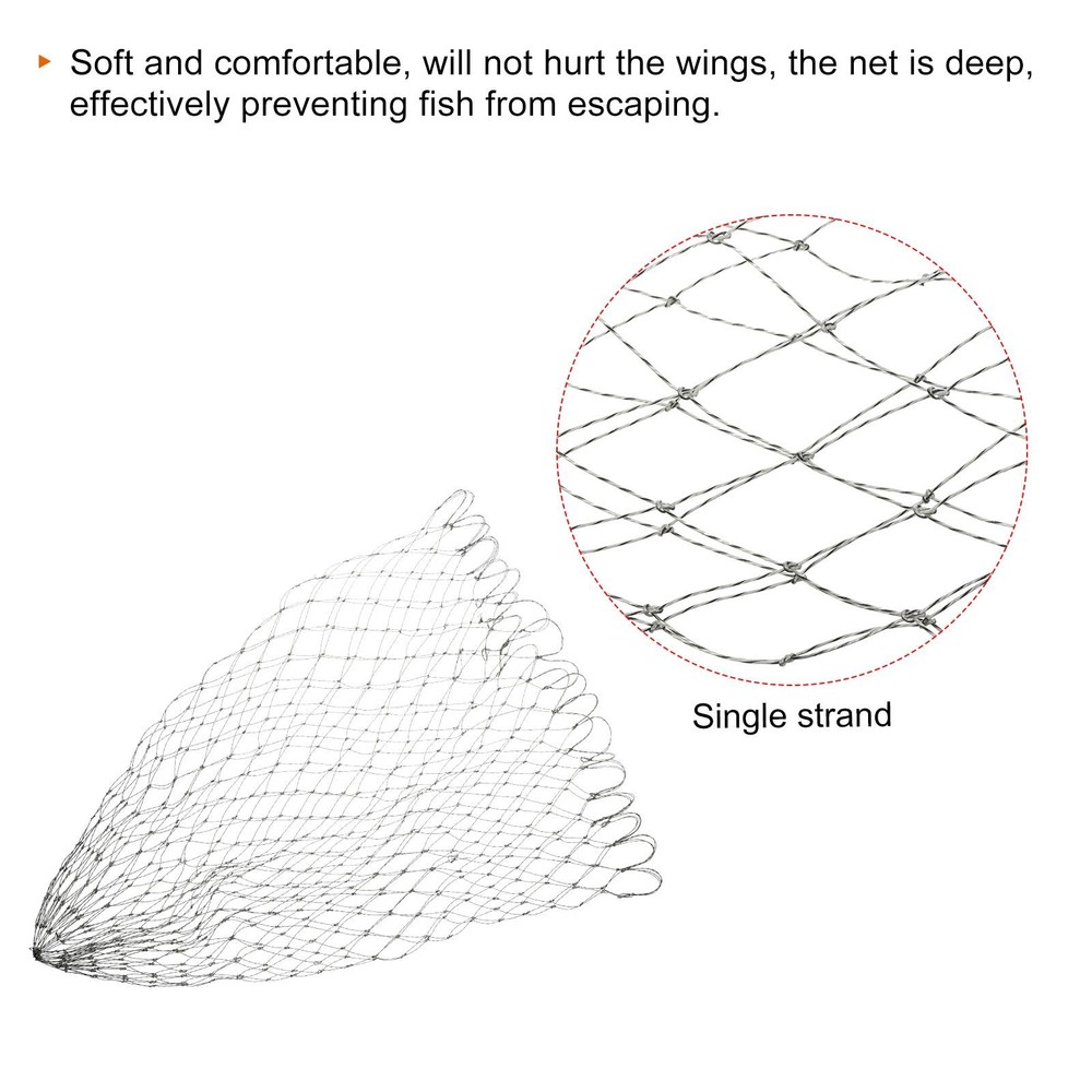 Fishing Net Replacement Fish Landing Net Replacement Mesh Dia 15.7" Gray