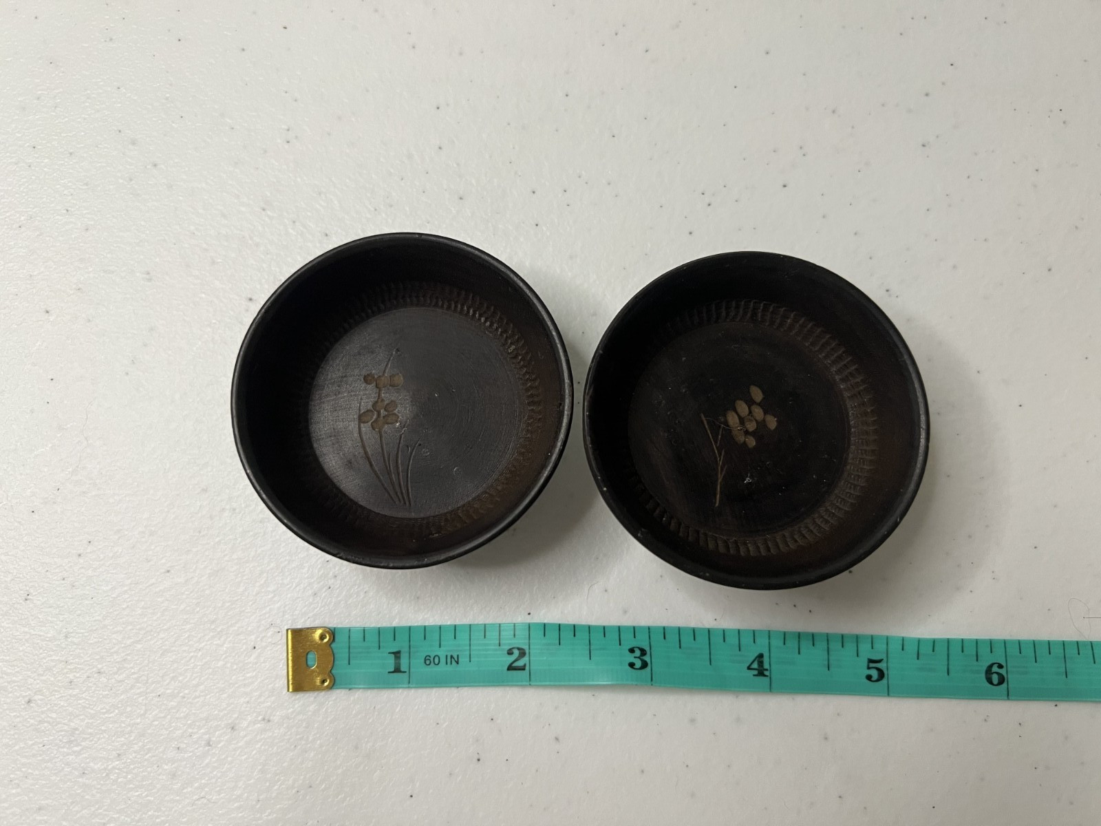 Pair of Antique Hand Carved Wood Salt Cellars