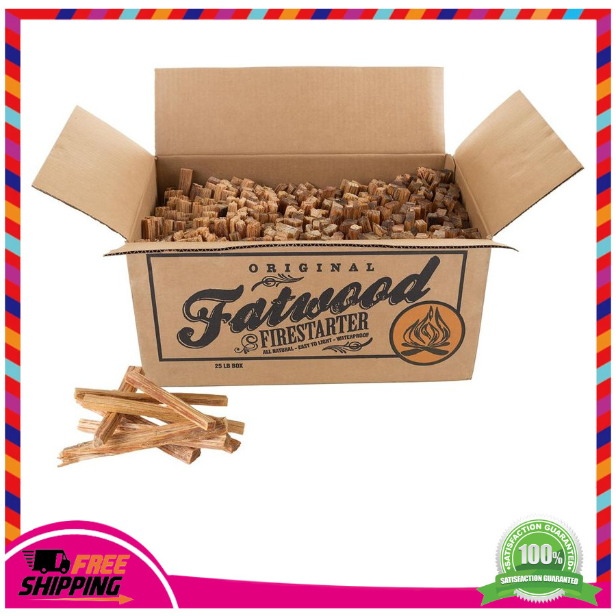 Fatwood Fire Starter Sticks 25lb Box 100% All Natural Pine Kindling Wood