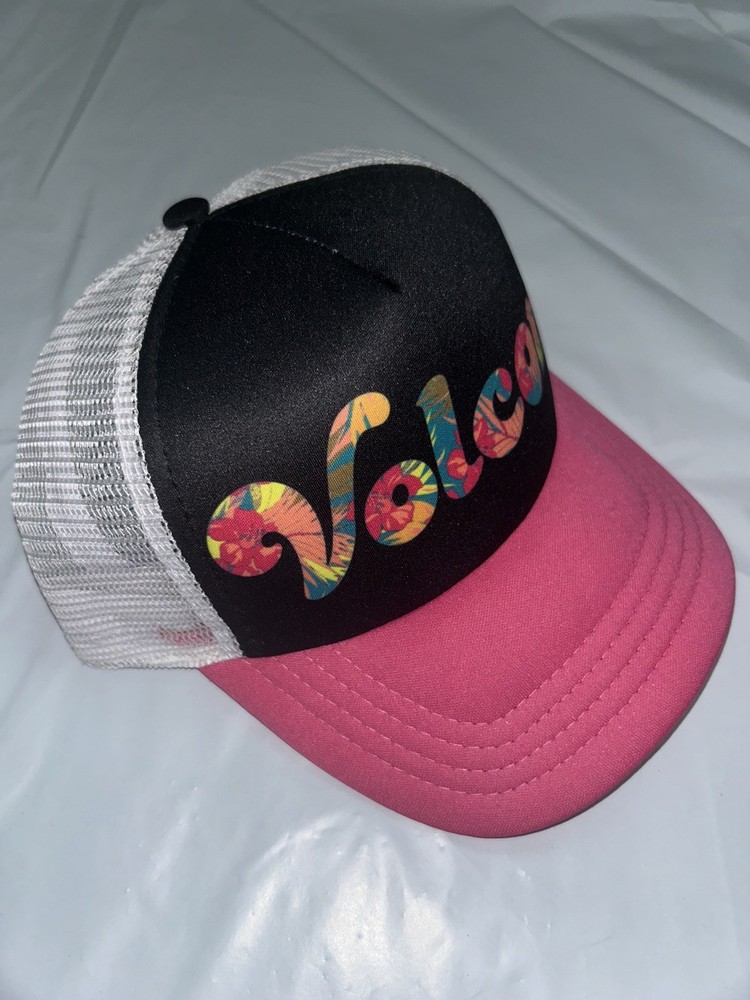 Volcom Black Pink White Snapback Adjustable One-Size Trucker Cap Hat