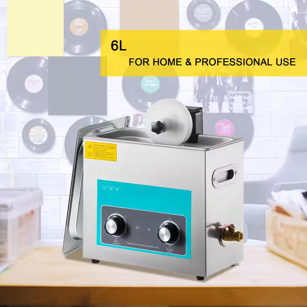 Ultrasonic Vinyl Record Cleaner 6L 40Khz Vinyl Ultrasonic Cleaning Machine Knob