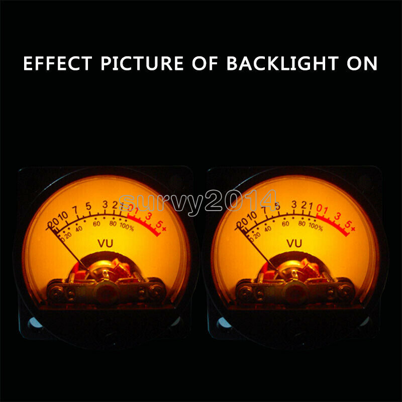 2pc 10-12V VU Panel Meter 500UA Warm Back Light Recording +Cable w/Driver Module
