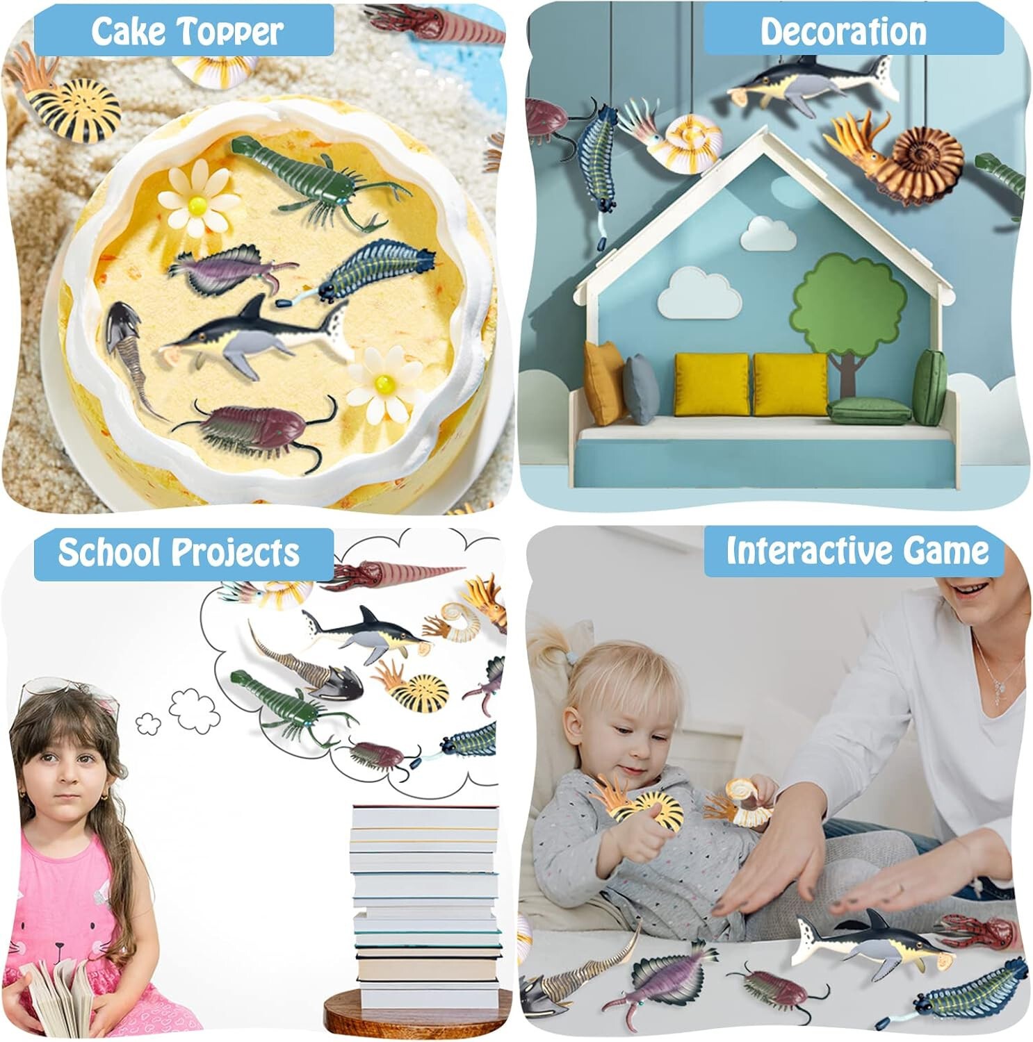 11PCS Prehistoric Sea Creatures Toys, Ancient Cambrian Ocean Animal Figurines