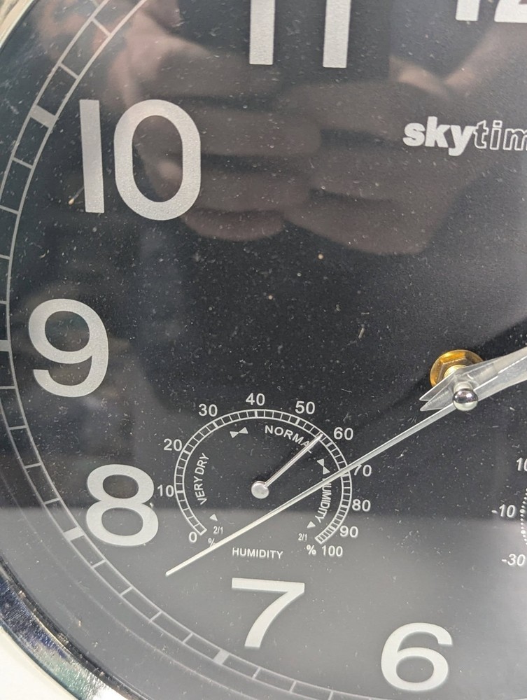 Sky Timer Black & Gray Hanging Wall Clock 13" Round Tested Working