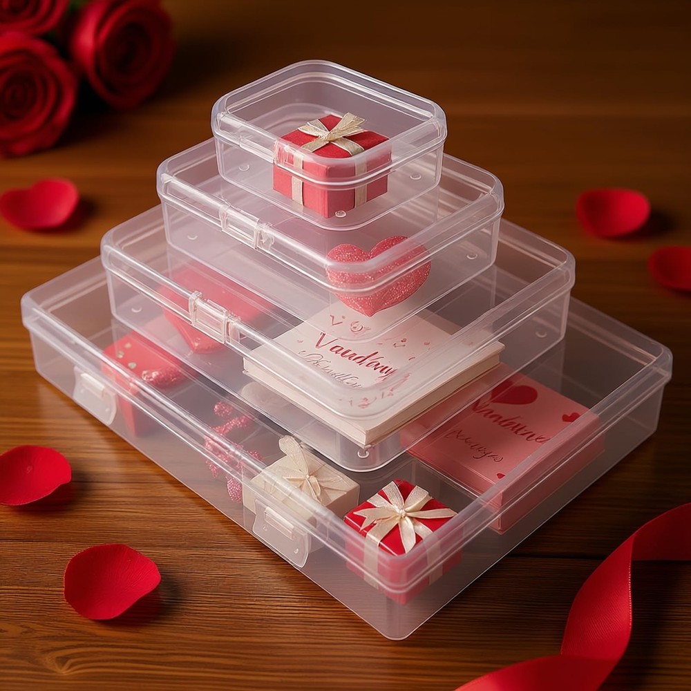 Goodma 24 Pieces Mixed Sizes Rectangular Empty Mini 4 Sizes, Transparent