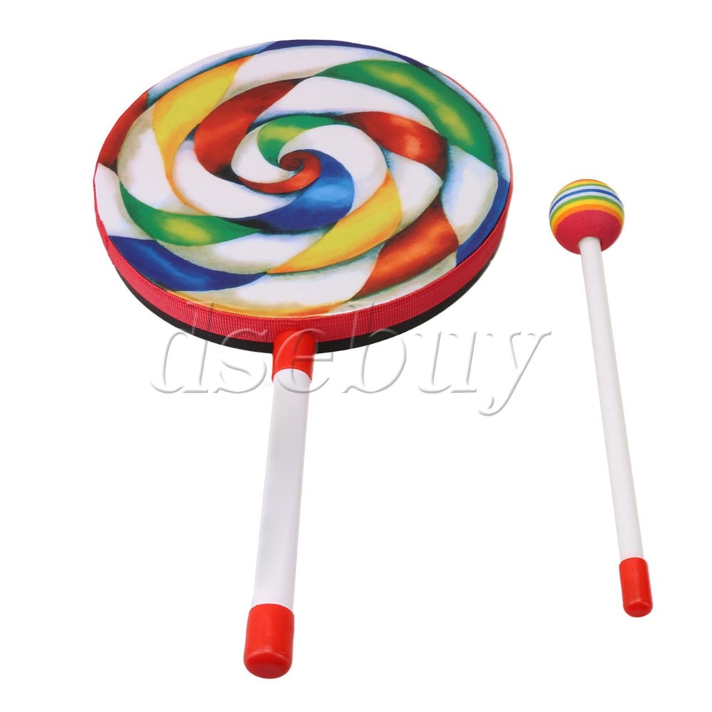 7.9" Lollipop Shape Drum Percussion Musical Instruments with Candy Drumstick