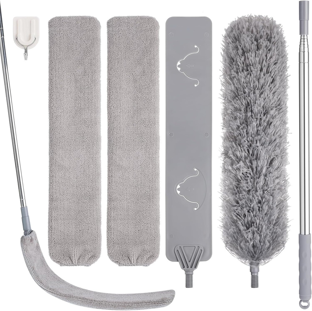 Feather Duster Set (4 Pieces) 30-100 Inch Microfiber Retractable Gap Duster for