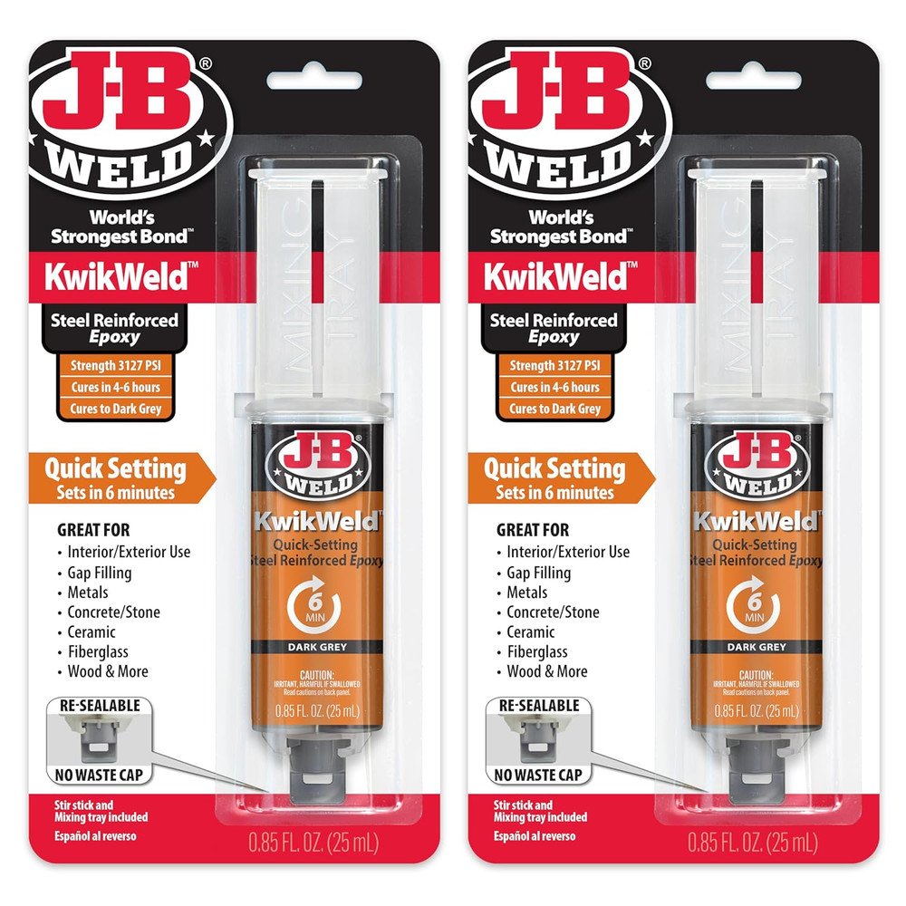 6 Minute Set Epoxy Kwikweld, High Strength, Waterproof, 2 Pack, Dark Grey, 50176