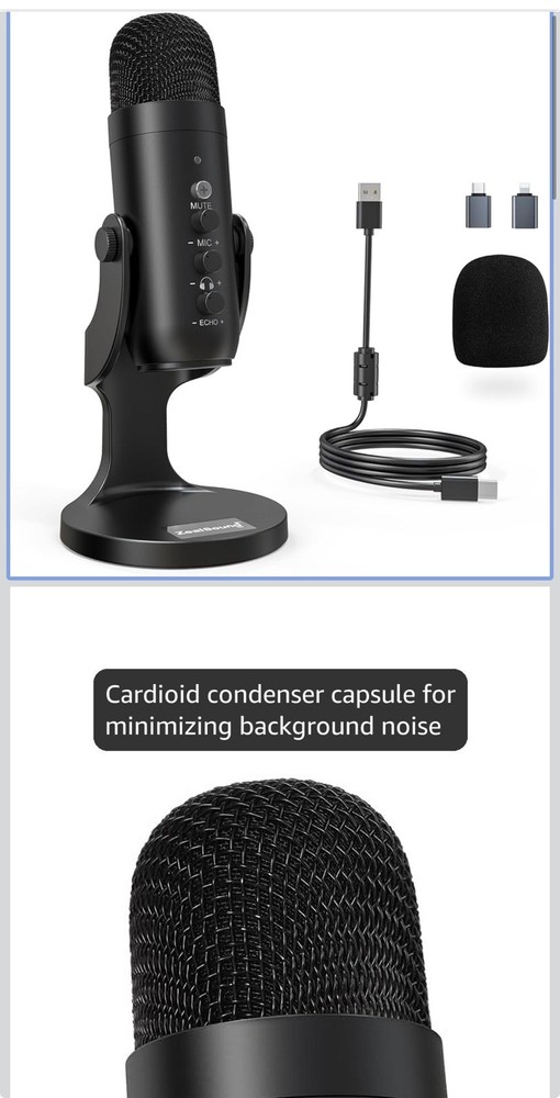 ZealSound USB Microphone,Condenser Computer PC Mic,Plug&Play Gaming Microphones