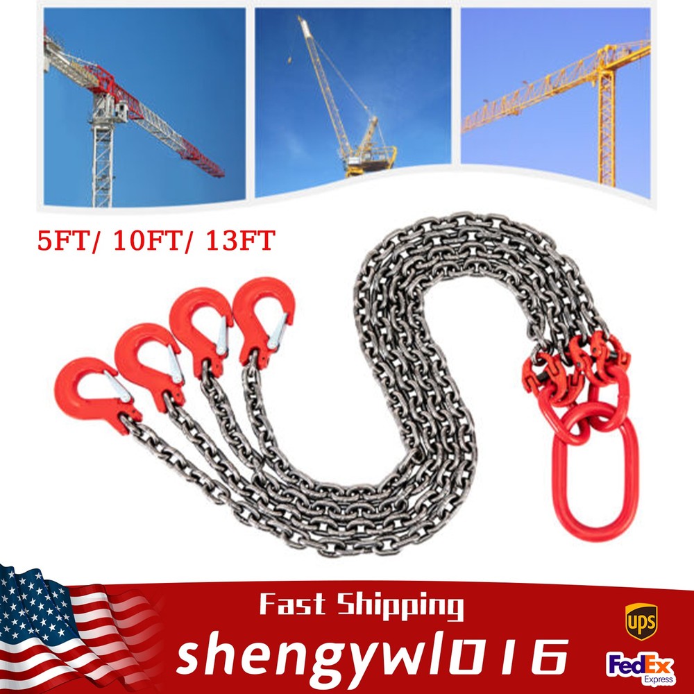 5T Chain Sling Mining Lifting Moving Link Hoisting Crane Self-locking Hook 10FT