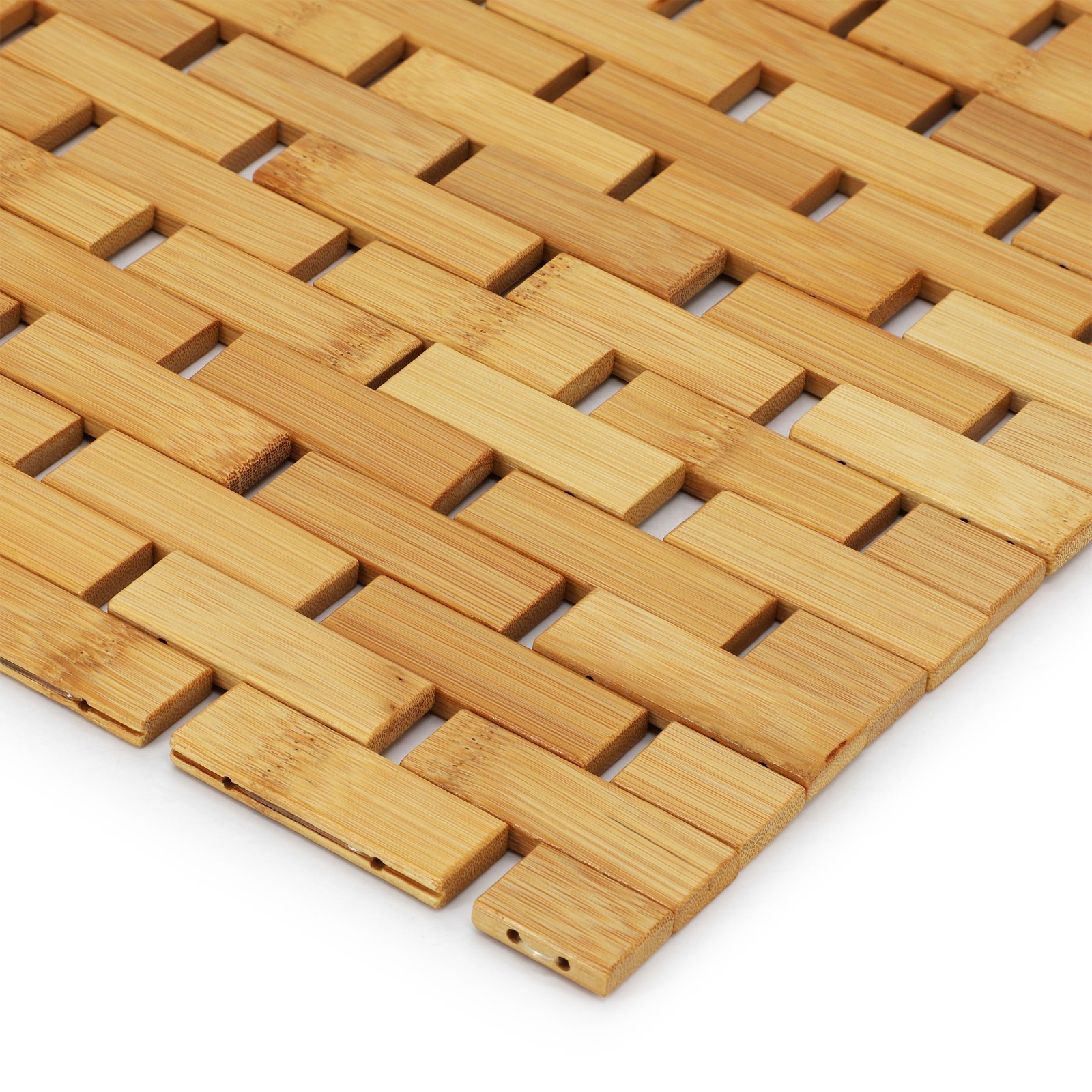 MegaChef Bamboo Wood 16.25 x 24.5 Inch Rectangle Bathroom Mat