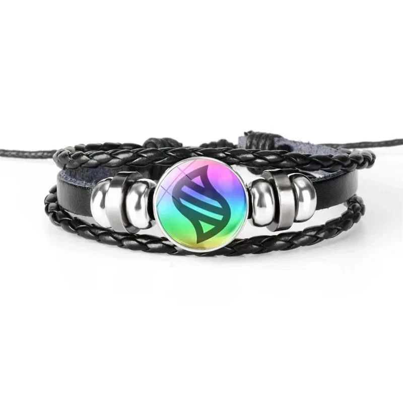 Pokemon Mega Evolution Stone Charm Adjustable Leather Bangle Bracelet