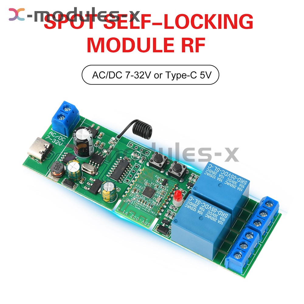 7V-32V AC/DC eWeLink APP Bluetooth 2CH WIFI Relay Switch Module Type-C RF 433